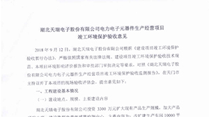 乐动登陆入口_乐动（中国）
电力电子元器件生产经营项目竣工环境保护验收意见